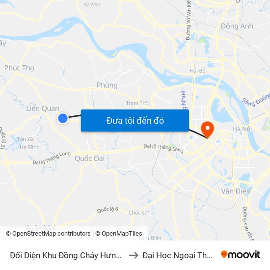 Đối Diện Khu Đồng Cháy Hưng Ngải to Đại Học Ngoại Thương map