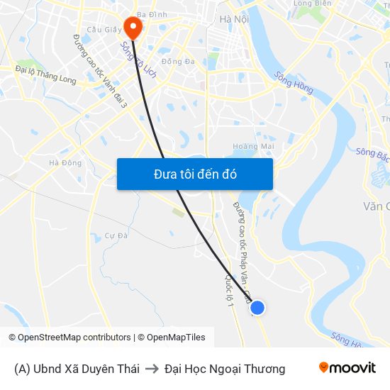 (A) Ubnd Xã Duyên Thái to Đại Học Ngoại Thương map