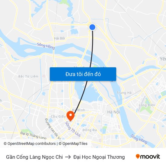 Gần Cổng Làng Ngọc Chi to Đại Học Ngoại Thương map