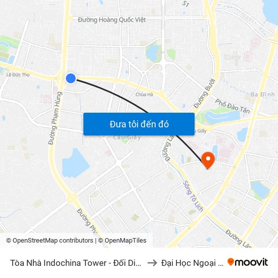 Tòa Nhà Indochina Tower - Đối Diện Đhqg Hà Nội to Đại Học Ngoại Thương map