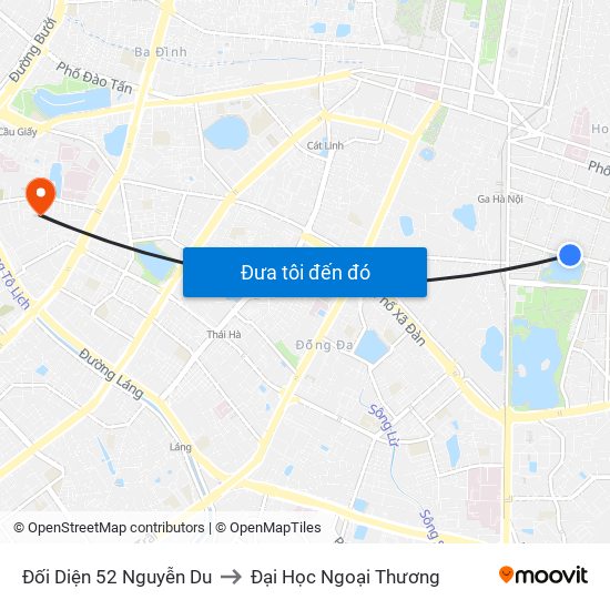 Đối Diện 52 Nguyễn Du to Đại Học Ngoại Thương map