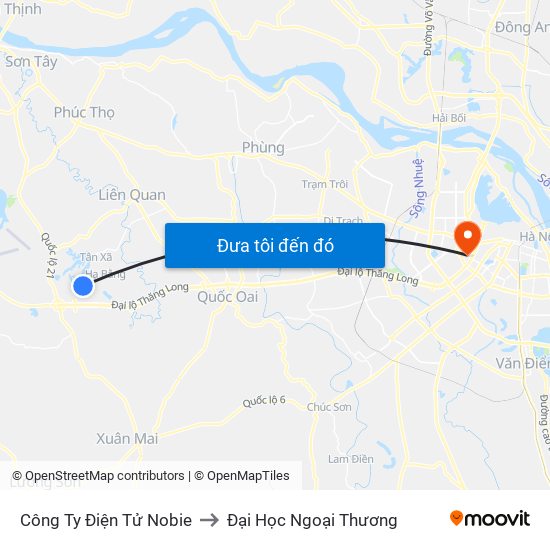 Công Ty Điện Tử Nobie to Đại Học Ngoại Thương map