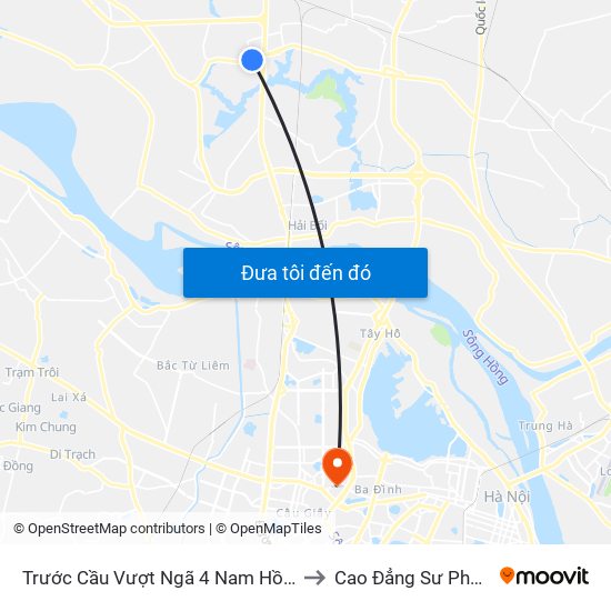 Trước Cầu Vượt Ngã 4 Nam Hồng 200m - Ql23 to Cao Đẳng Sư Phạm Hà Nội map
