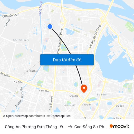 Công An Phường Đức Thắng - Đường Đông Ngạc to Cao Đẳng Sư Phạm Hà Nội map