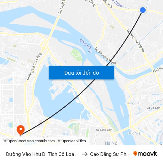 Đường Vào Khu Di Tích Cổ Loa - Km 5 Quốc Lộ 3 to Cao Đẳng Sư Phạm Hà Nội map