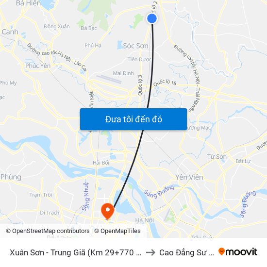 Xuân Sơn - Trung Giã (Km 29+770 Quốc Lộ 3) Cột Điện Hk3/20c to Cao Đẳng Sư Phạm Hà Nội map