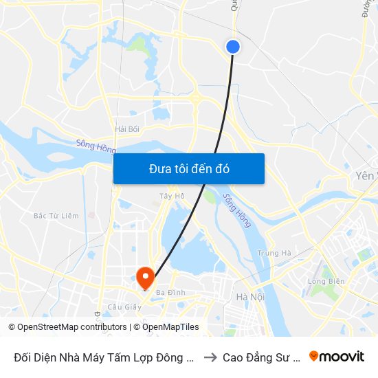 Đối Diện Nhà Máy Tấm Lợp Đông Anh- Km 12+700 Quốc Lộ 3 to Cao Đẳng Sư Phạm Hà Nội map