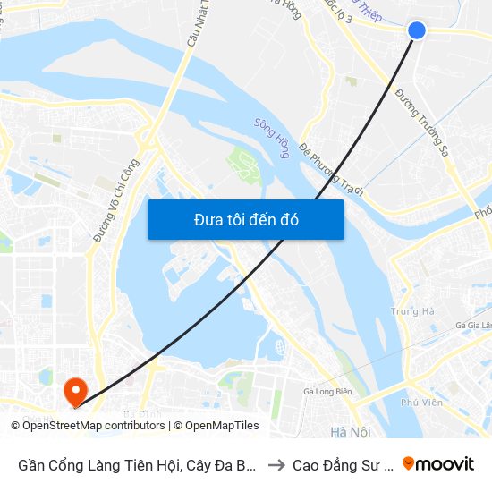 Gần Cổng Làng Tiên Hội, Cây Đa Bác Hồ - Km 5 +700 Quốc Lộ 3 to Cao Đẳng Sư Phạm Hà Nội map