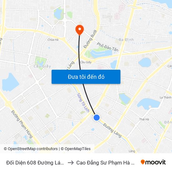 Đối Diện 608 Đường Láng to Cao Đẳng Sư Phạm Hà Nội map