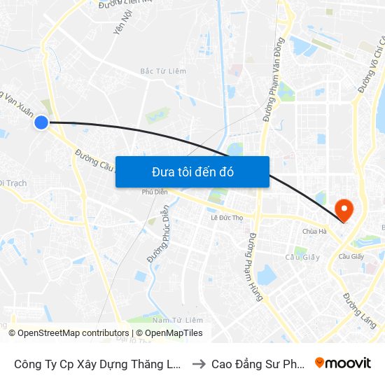 Công Ty Cp Xây Dựng Thăng Long - Quốc Lộ 32 to Cao Đẳng Sư Phạm Hà Nội map