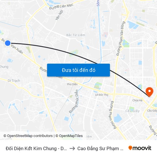 Đối Diện Kđt Kim Chung - Di Trạch to Cao Đẳng Sư Phạm Hà Nội map