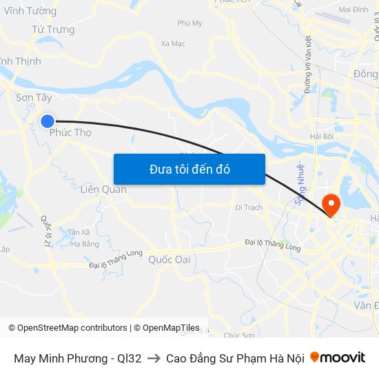 May Minh Phương - Ql32 to Cao Đẳng Sư Phạm Hà Nội map
