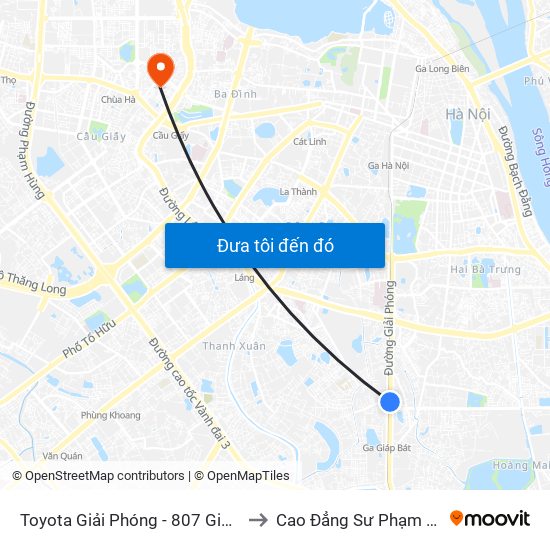 Toyota Giải Phóng - 807 Giải Phóng to Cao Đẳng Sư Phạm Hà Nội map