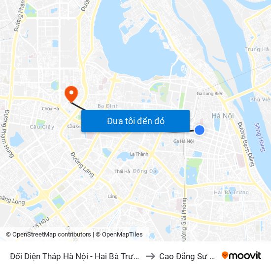 Đối Diện Tháp Hà Nội - Hai Bà Trưng (Cạnh 56 Hai Bà Trưng) to Cao Đẳng Sư Phạm Hà Nội map