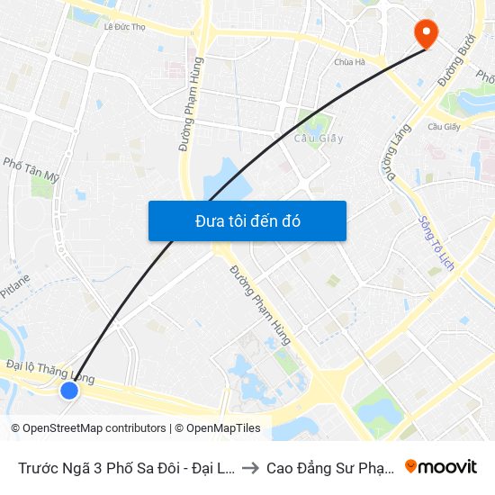 Trước Ngã 3 Phố Sa Đôi - Đại Lộ Thăng Long to Cao Đẳng Sư Phạm Hà Nội map