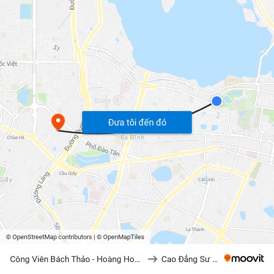 Công Viên Bách Thảo - Hoàng Hoa Thám (Qua Phố Ngọc Hà) to Cao Đẳng Sư Phạm Hà Nội map