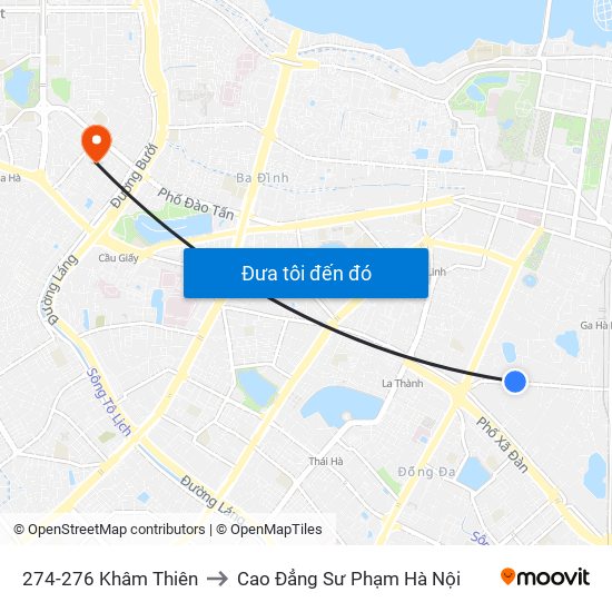 274-276 Khâm Thiên to Cao Đẳng Sư Phạm Hà Nội map