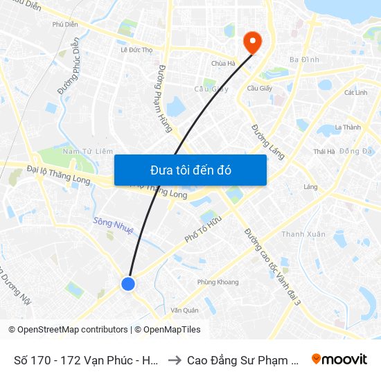 Số 170 - 172 Vạn Phúc - Hà Đông to Cao Đẳng Sư Phạm Hà Nội map