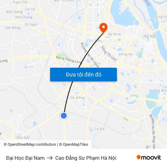 Đại Học Đại Nam to Cao Đẳng Sư Phạm Hà Nội map