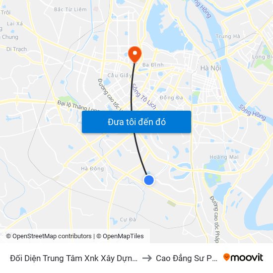 Đối Diện Trung Tâm Xnk Xây Dựng Vimeco - Kim Giang to Cao Đẳng Sư Phạm Hà Nội map