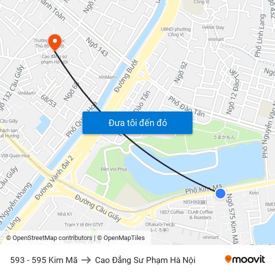 593 - 595 Kim Mã to Cao Đẳng Sư Phạm Hà Nội map