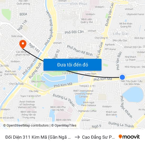 Đối Diện 311 Kim Mã (Gần Ngã 4 Kim Mã - Vạn Bảo) to Cao Đẳng Sư Phạm Hà Nội map