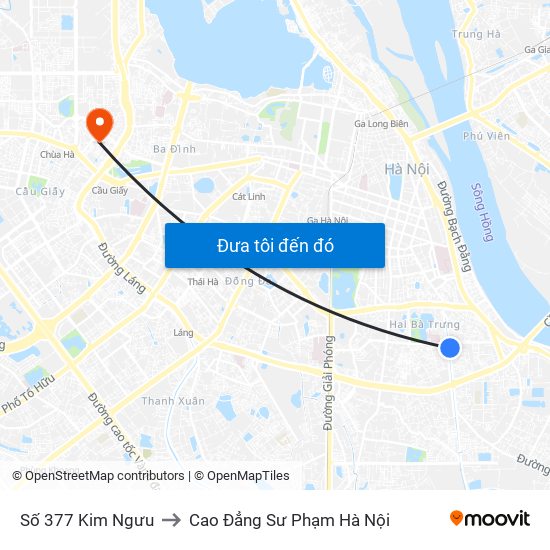 Số 377 Kim Ngưu to Cao Đẳng Sư Phạm Hà Nội map