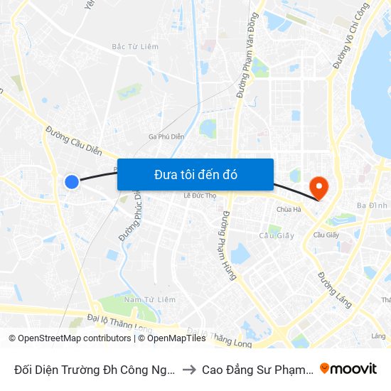 Đối Diện Trường Đh Công Nghệ Đông Á to Cao Đẳng Sư Phạm Hà Nội map