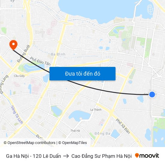 Ga Hà Nội - 120 Lê Duẩn to Cao Đẳng Sư Phạm Hà Nội map