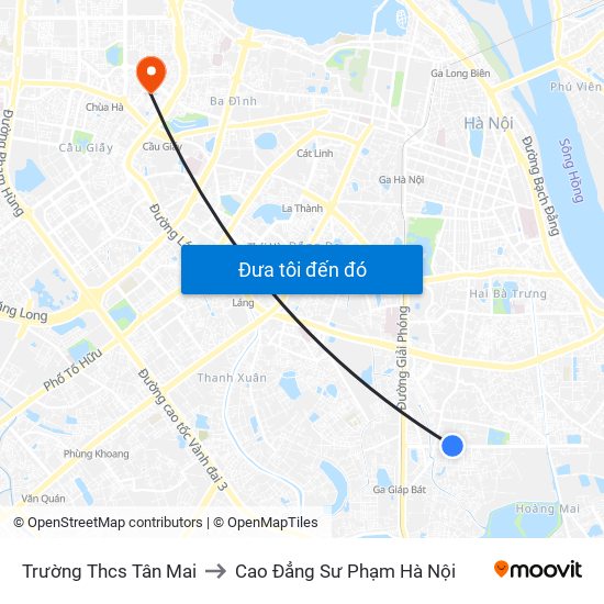 Trường Thcs Tân Mai to Cao Đẳng Sư Phạm Hà Nội map