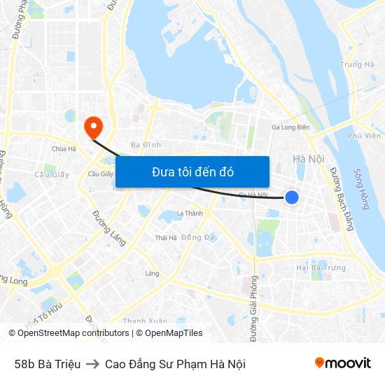 58b Bà Triệu to Cao Đẳng Sư Phạm Hà Nội map