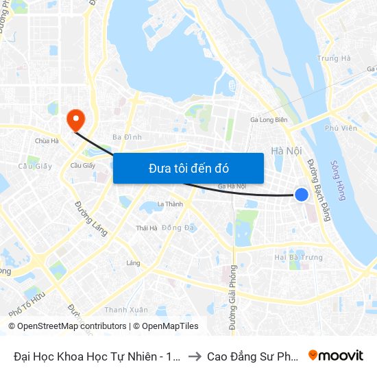 Đại Học Khoa Học Tự Nhiên - 19 Lê Thánh Tông to Cao Đẳng Sư Phạm Hà Nội map