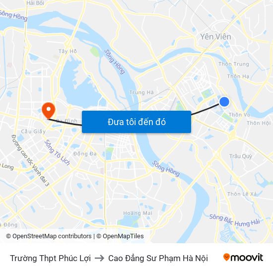 Trường Thpt Phúc Lợi to Cao Đẳng Sư Phạm Hà Nội map