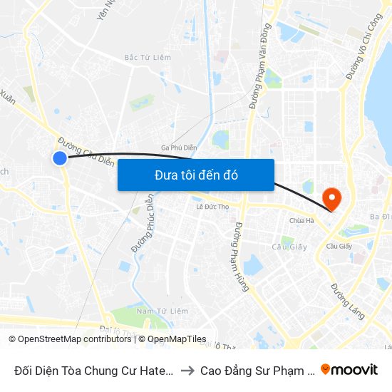 Đối Diện Tòa Chung Cư Hateco Group to Cao Đẳng Sư Phạm Hà Nội map