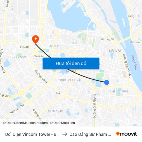 Đối Diện Vincom Tower - Bà Triệu to Cao Đẳng Sư Phạm Hà Nội map