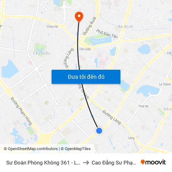 Sư Đoàn Phòng Không 361 - Lê Văn Lương to Cao Đẳng Sư Phạm Hà Nội map