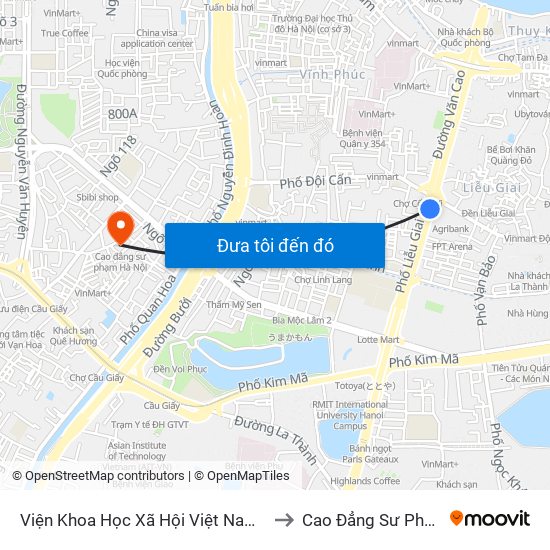 Viện Khoa Học Xã Hội Việt Nam - Số 1 Liễu Giai to Cao Đẳng Sư Phạm Hà Nội map