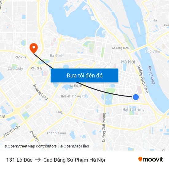 131 Lò Đúc to Cao Đẳng Sư Phạm Hà Nội map