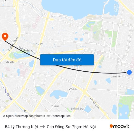 54 Lý Thường Kiệt to Cao Đẳng Sư Phạm Hà Nội map