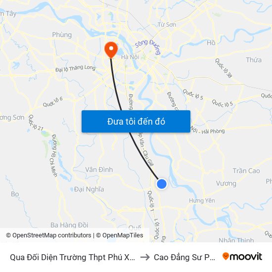 Qua Đối Diện Trường Thpt Phú Xuyên B 30m - Dt428 to Cao Đẳng Sư Phạm Hà Nội map
