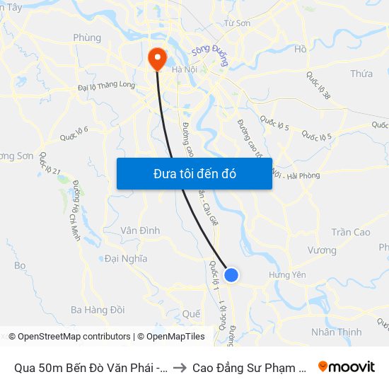 Qua 50m Bến Đò Văn Phái - Dt428 to Cao Đẳng Sư Phạm Hà Nội map