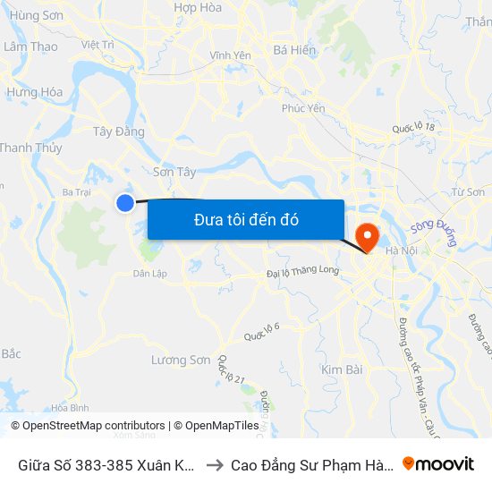 Giữa Số 383-385 Xuân Khanh to Cao Đẳng Sư Phạm Hà Nội map