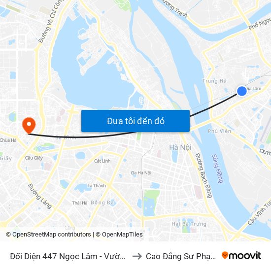 Đối Diện 447 Ngọc Lâm - Vườn Hoa Gia Lâm to Cao Đẳng Sư Phạm Hà Nội map