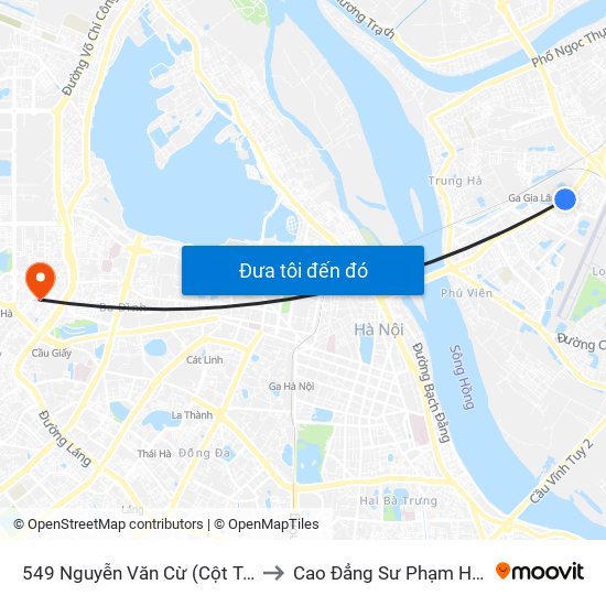 549 Nguyễn Văn Cừ (Cột Trước) to Cao Đẳng Sư Phạm Hà Nội map