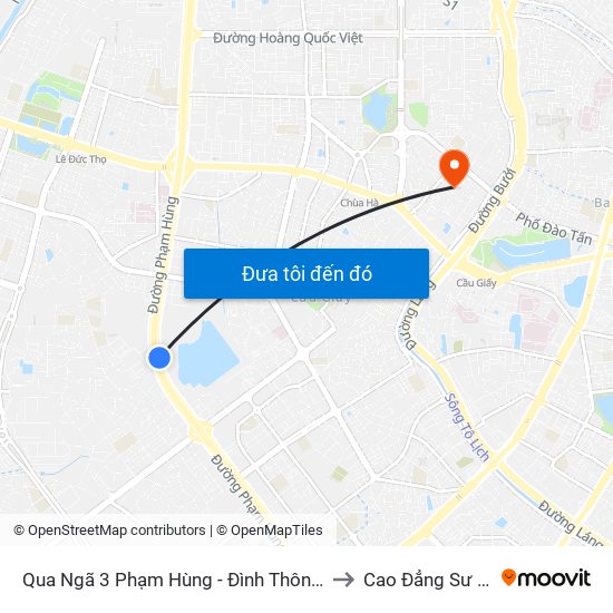 Qua Ngã 3 Phạm Hùng - Đình Thôn (Hướng Đi Phạm Văn Đồng) to Cao Đẳng Sư Phạm Hà Nội map