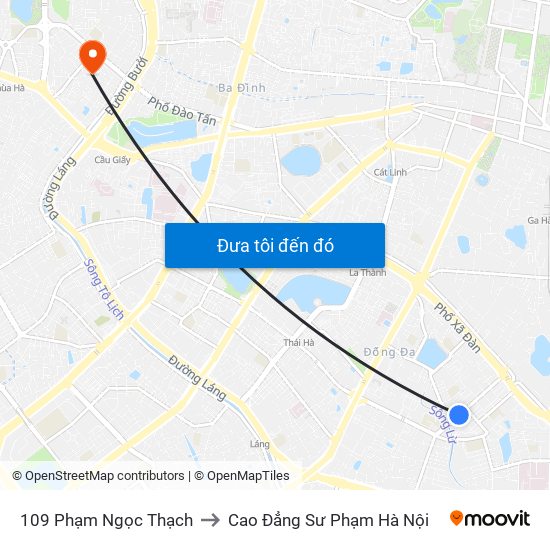 109 Phạm Ngọc Thạch to Cao Đẳng Sư Phạm Hà Nội map