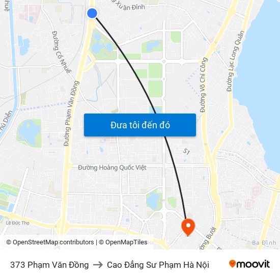 373 Phạm Văn Đồng to Cao Đẳng Sư Phạm Hà Nội map