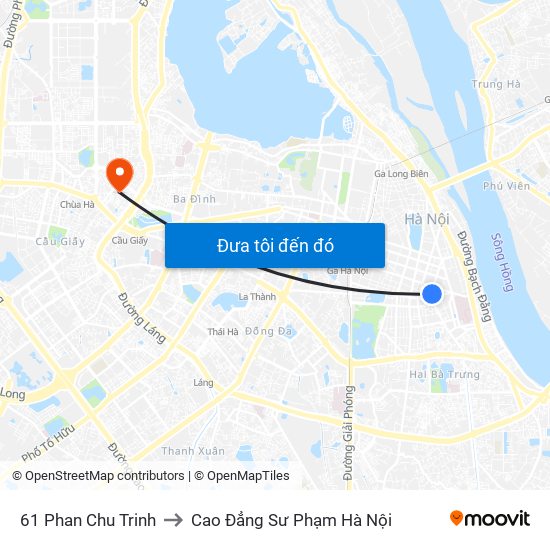 61 Phan Chu Trinh to Cao Đẳng Sư Phạm Hà Nội map