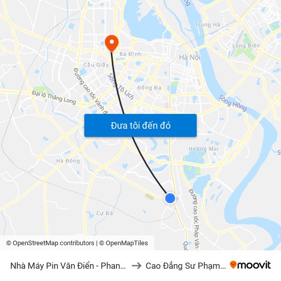 Nhà Máy Pin Văn Điển - Phan Trọng Tuệ to Cao Đẳng Sư Phạm Hà Nội map