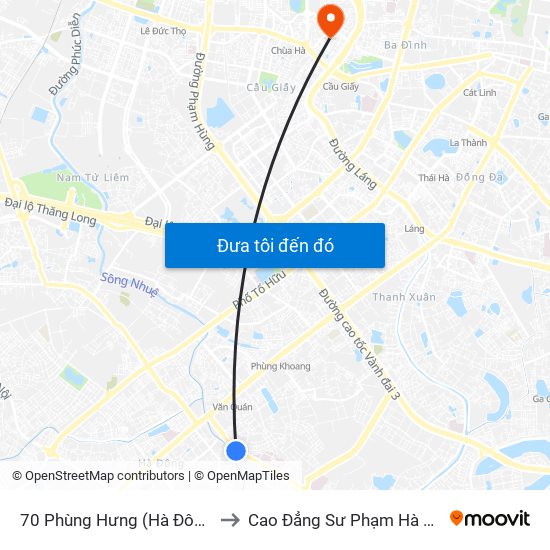 70 Phùng Hưng (Hà Đông) to Cao Đẳng Sư Phạm Hà Nội map